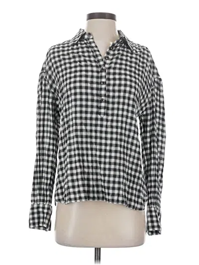 Pre-owned Faherty Long Sleeve Blouse In Gray