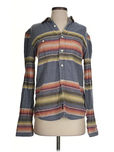 Pre-owned Faherty Long Sleeve Blouse In Gray