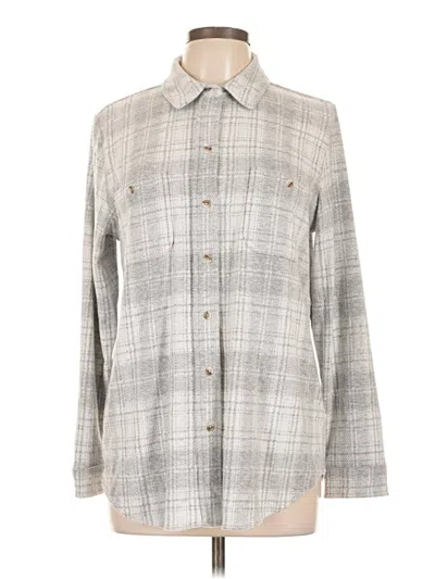 Pre-owned Faherty Long Sleeve Blouse In Gray
