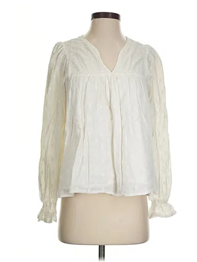 Pre-owned Faherty Long Sleeve Blouse In Ivory