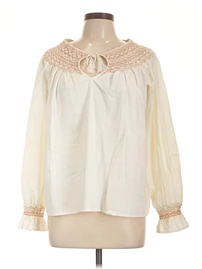 Pre-owned Faherty Long Sleeve Blouse In Ivory