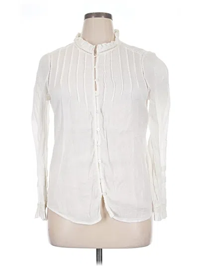 Pre-owned Faherty Long Sleeve Blouse In Ivory
