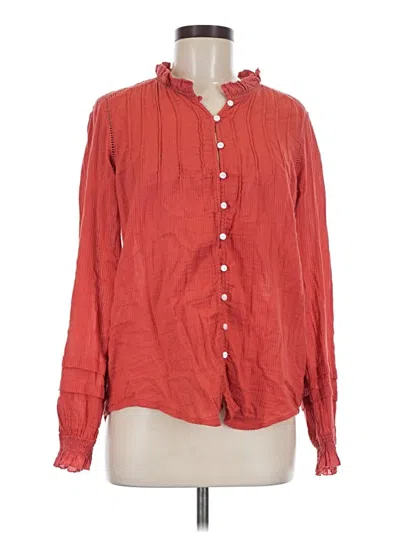 Pre-owned Faherty Long Sleeve Blouse In Red