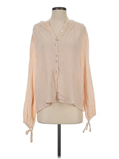 Pre-owned Faherty Long Sleeve Blouse In Tan