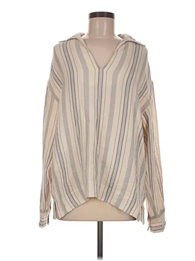Pre-owned Faherty Long Sleeve Blouse In Tan