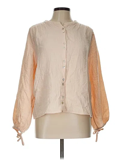 Pre-owned Faherty Long Sleeve Blouse In Tan