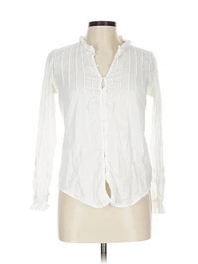 Pre-owned Faherty Long Sleeve Blouse In White