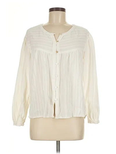 Pre-owned Faherty Long Sleeve Blouse In White