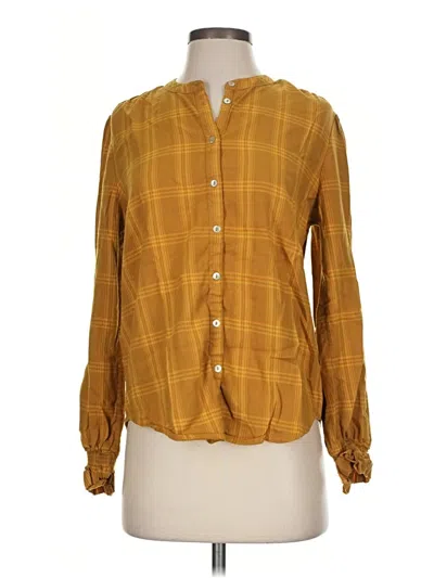 Pre-owned Faherty Long Sleeve Blouse In Yellow
