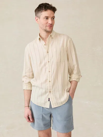 Faherty Long-sleeve Breeze Shirt In Cloud Beach Stripe
