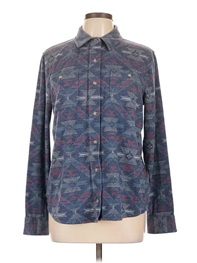 Pre-owned Faherty Long Sleeve Button Down Shirt In Blue