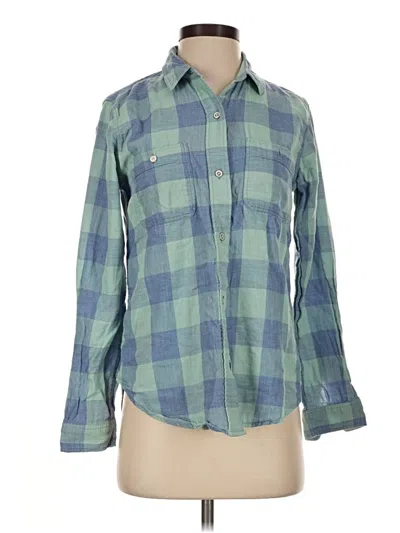 Pre-owned Faherty Long Sleeve Button Down Shirt In Green