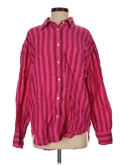 Pre-owned Faherty Long Sleeve Button Down Shirt In Pink