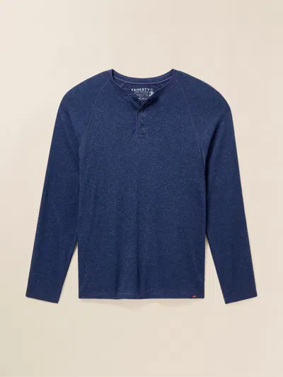 Faherty Long-sleeve Cloud Henley T-shirt In Baltic Navy Heather