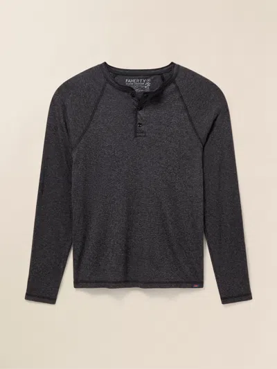Faherty Long-sleeve Cloud Henley T-shirt In Charcoal Heather