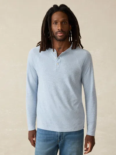 Faherty Long-sleeve Cloud Henley T-shirt In Light Blue Heather