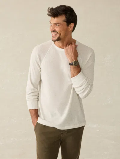 Faherty Long-sleeve Cloud Waffle Crew T-shirt In Ivory Heather