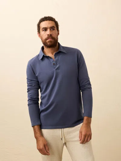 Faherty Long-sleeve Field Knit Polo Shirt In Blue