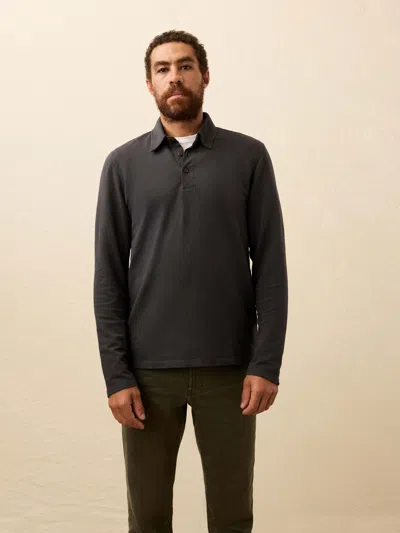 Faherty Long-sleeve Field Knit Polo Shirt In Gray