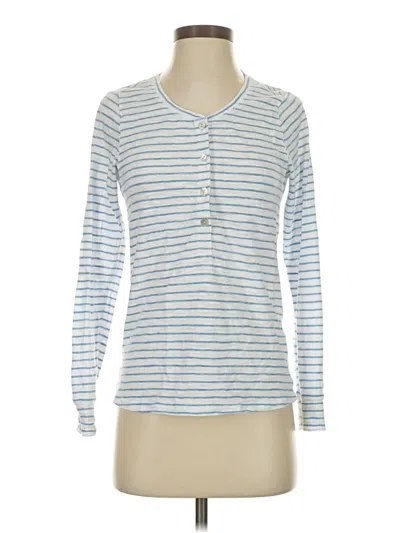 Pre-owned Faherty Long Sleeve Henley Shirt In Blue