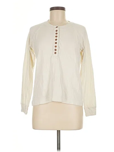 Pre-owned Faherty Long Sleeve Henley Shirt In White