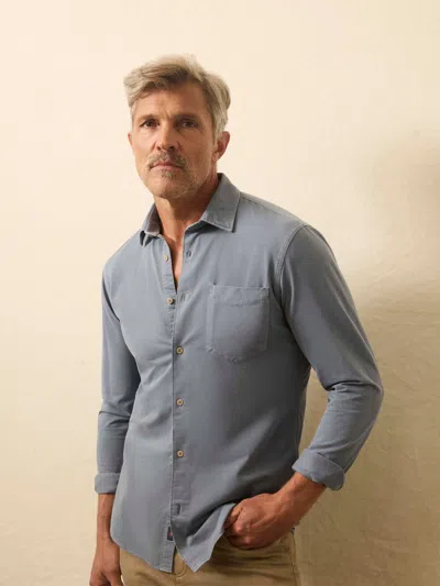 Faherty Long-sleeve Knit Pique Shirt In Blue