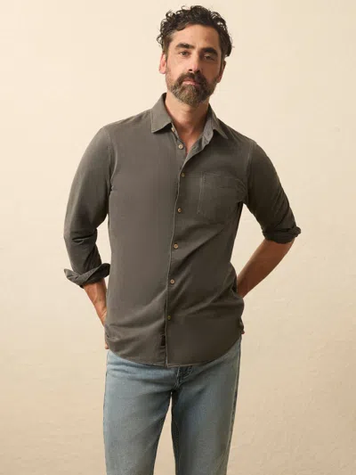 Faherty Long-sleeve Knit Pique Shirt In Gray
