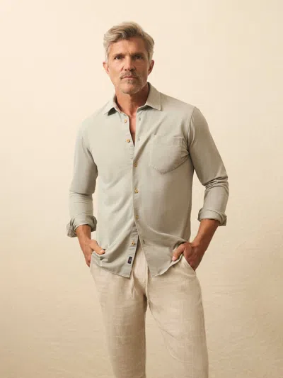 Faherty Long-sleeve Knit Pique Shirt In Green