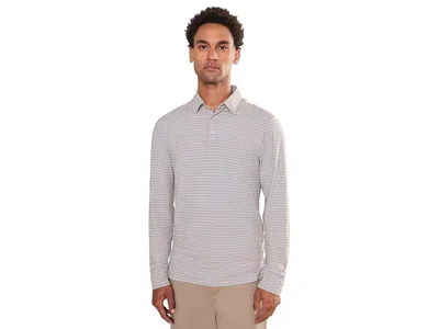 Faherty Long Sleeve Movement Polo Men's Clothing Cedar Waters Stripe: Md, Cotton/modal/elastane In White