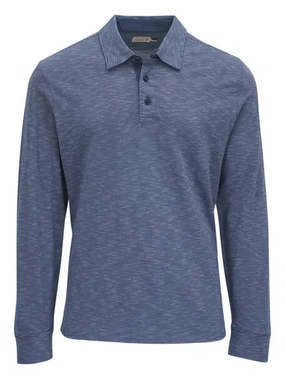 Faherty Long-sleeve Polo Shirt In Blue