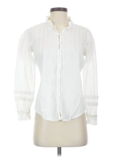 Pre-owned Faherty Long Sleeve Polo Shirt In White