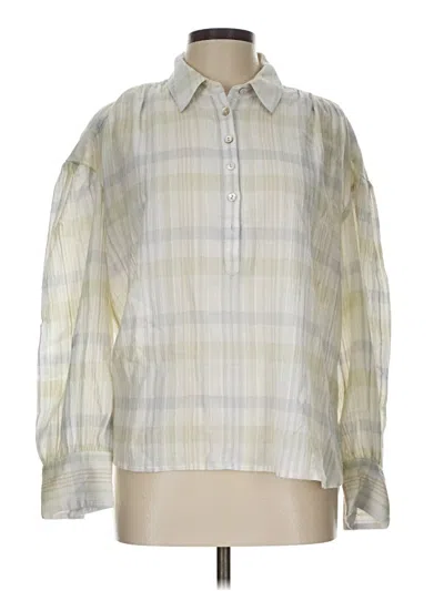Pre-owned Faherty Long Sleeve Polo Shirt In White