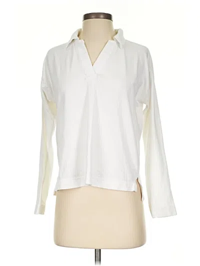 Pre-owned Faherty Long Sleeve Polo Shirt In White