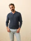 Faherty Long-sleeve Sunwashed Sweater Polo In Blue