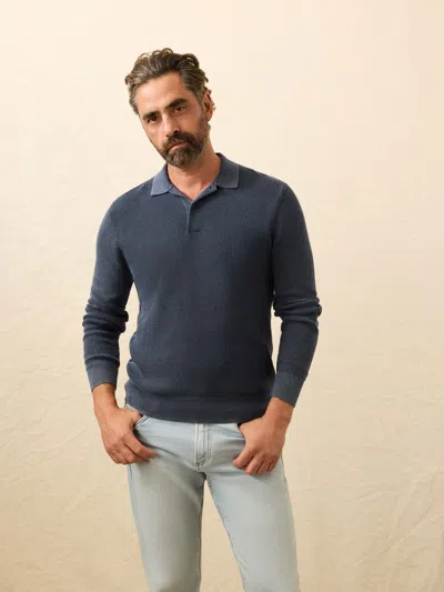 Faherty Long-sleeve Sunwashed Sweater Polo In Blue