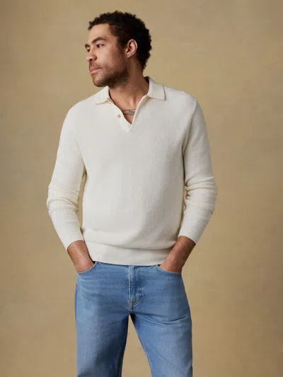 Faherty Long-sleeve Sunwashed Sweater Polo In Brown