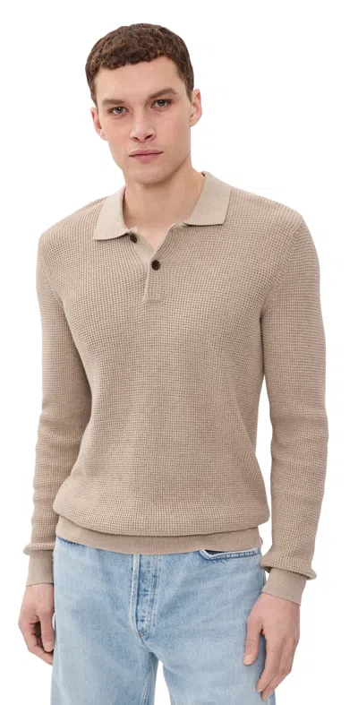 Faherty Long Sleeve Sunwashed Sweater Polo Natural In Neutral