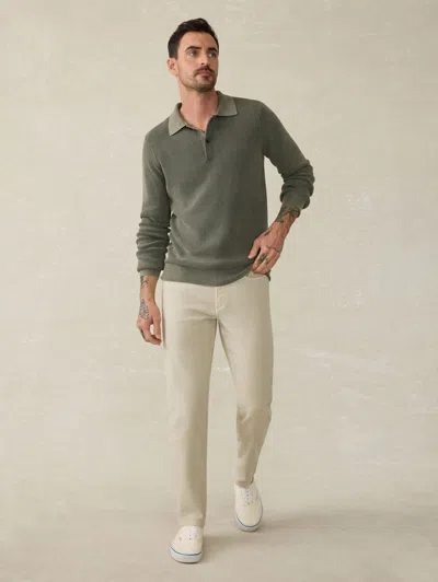 Faherty Long-sleeve Sunwashed Sweater Polo In Pine Ridge