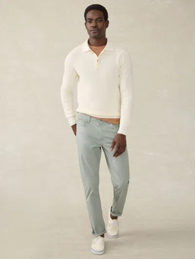 Faherty Long-sleeve Sunwashed Sweater Polo In White Shell