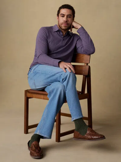 Faherty Long-sleeve Sunwashed T-shirt Polo In Purple