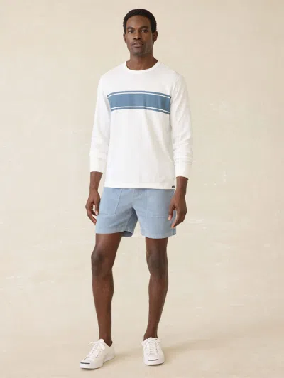 Faherty Long-sleeve Sunwashed T-shirt In White Surf Stripe