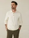 Faherty Long-sleeve Twill Knit Polo Shirt In Coastal Cream