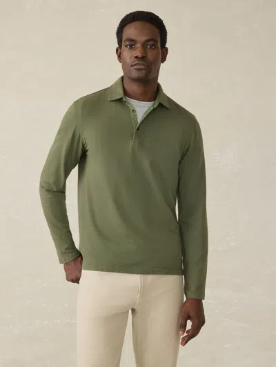 Faherty Long-sleeve Twill Knit Polo Shirt In Country Forest