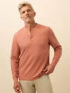 Faherty Long-sleeve Waffle Henley T-shirt In Orange