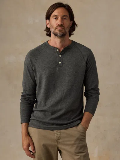 Faherty Long-sleeve Cloud Henley T-shirt In Black