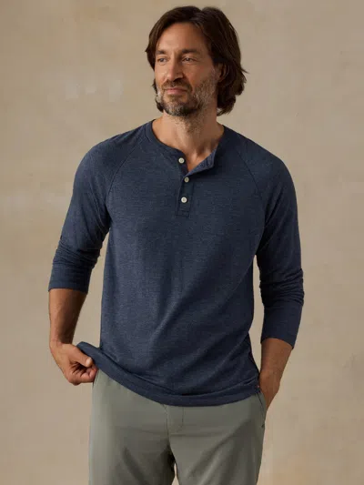 Faherty Long-sleeve Cloud Henley T-shirt In Blue