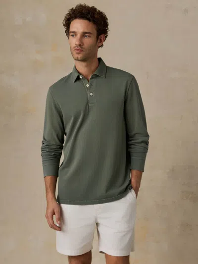 Faherty Long-sleeve Sunwashed Pique Polo Shirt