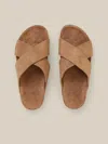 Faherty Low Tide Suede Slide In Brown