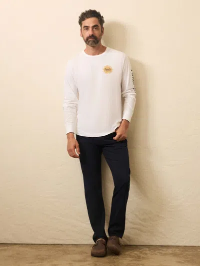 Faherty Ls Sunwashed Graphic T-shirt In White
