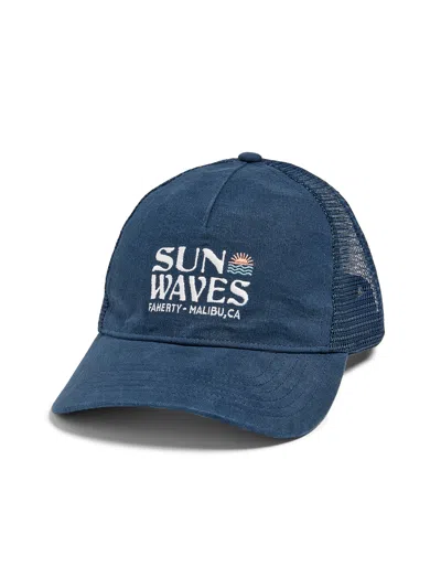 Faherty Malibu Retro Sun & Waves Trucker In Blue